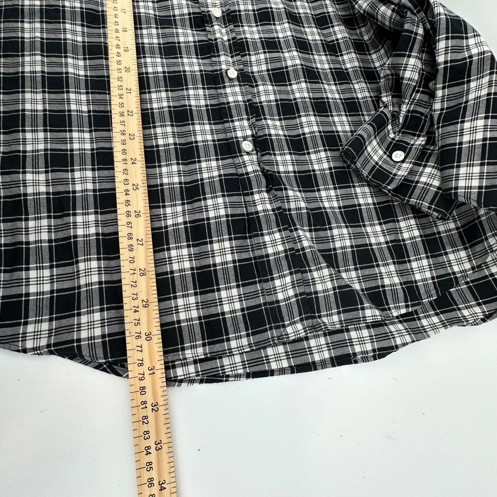 Polo‎ Ralph Lauren Mens XXL Black White Plaid Cotton Button Down Shirt Long Slv
